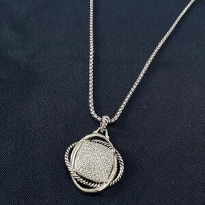 David Yurman Pendentif Infinity Necklace In Bold Sterling With Pavé De Diamonds